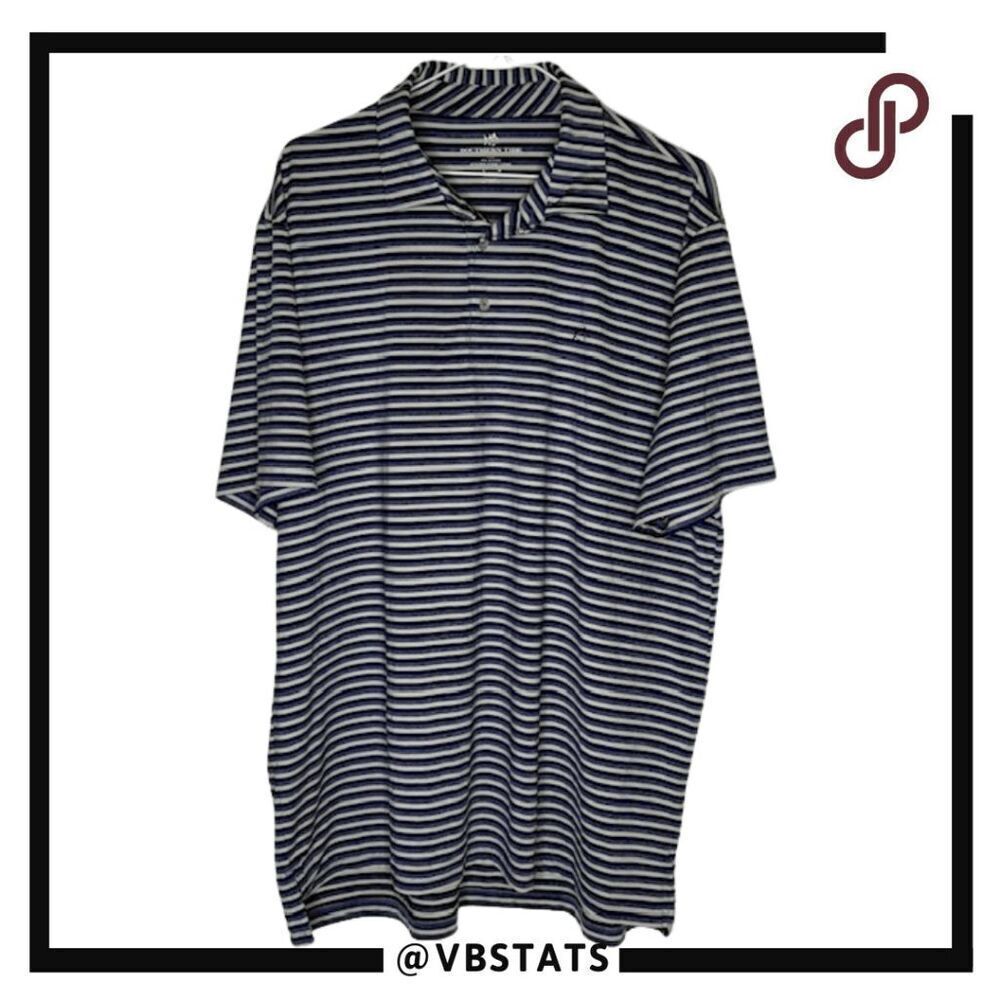 Southern Tide Men's Brrr. Striped Short Sleeve Polo Shirt Blue White Size XL